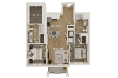 Magnolia Floor Plan | 1,076 Sq. Ft. at Oak Grove at Blake Farm, Wilmington