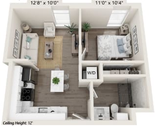 a 1 bedroom floor plan at the crossings at white marsh apartments in white marsh, md