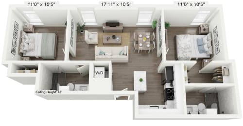 a floor plan of a 1 bedroom apartment