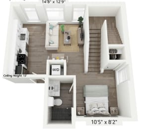 a floor plan of a 1 bedroom apartment