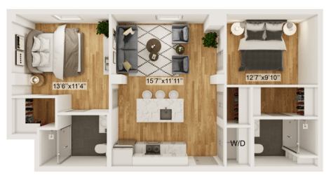 Meadow Floor Plan | 912 Sq. Ft. at Residences at Richmond Trust, Richmond, Virginia