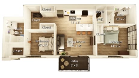Livingston Floor Plan | 967-969 Sq. Ft. at Crossline, Columbus