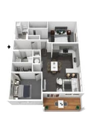 2 Bedroom B3 Floor Planat Metropolis Apartments, Glen Allen Virginia