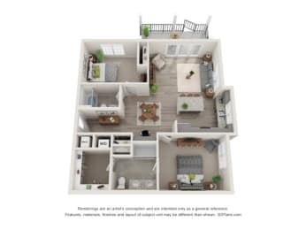 2 bed 2 bath A1 Floor Plan | 1,094 Sq. Ft. at Barclay Place Apartments, Wilmington, 28412
