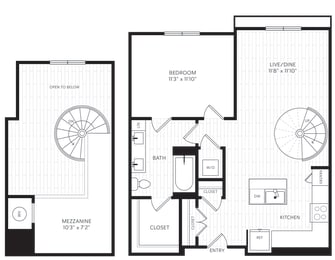 A1L Floor Plan | 988 Sq. Ft. at Aura Stonebridge, Virginia, 23225