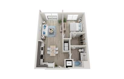 1 Bed 1 Bathroom Floorplan | 830 Sq. Ft. at Innsbrook Square, Glen Allen, Virginia
