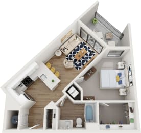 A3 1 Bedroom Apartment | 704 Sq. Ft. at Centro at Pine Nash, North Carolina, 27893