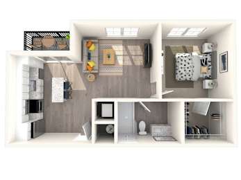One Bedroom One Bath Floorplan | 642 Sq. Ft. at Triton Glen, Glen Allen, Virginia