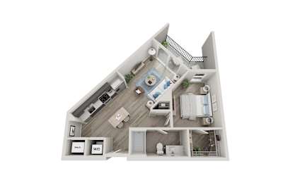 A3 Floorplan | 737 Sq. Ft. at Innsbrook Square, Glen Allen, Virginia