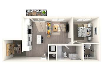 1 Bed Floorplan | 808 Sq. Ft. at Triton Glen, Virginia