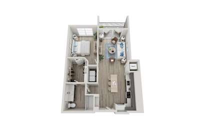 1 Bedroom 1 Bath Floorplan | 813 Sq. Ft. at Innsbrook Square, Glen Allen, 23060
