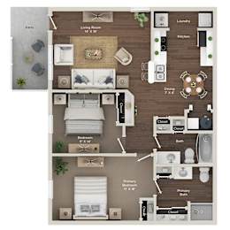 A floor plan of a house showing the layout of the rooms.
