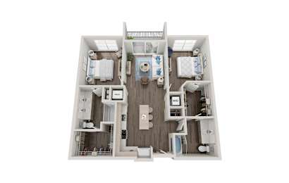 2 Bedroom Floorplan | 1,173 Sq. Ft. at Innsbrook Square, Glen Allen, 23060
