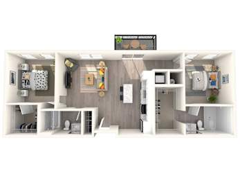 2 Bed Floorplan | 1,105 Sq. Ft. at Triton Glen, Glen Allen, 23060