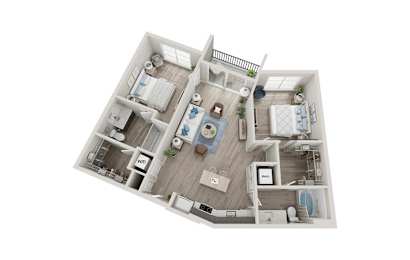 B3 Floorplan | 1,135 Sq. Ft. at Innsbrook Square, Glen Allen, VA, 23060