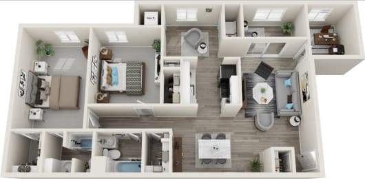 2 Bed 2 Bath Floor Plan | 1,314 Sq. Ft. at Carriage Hill, Richmond, VA
