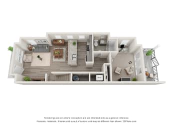 3 Bed 3 Bath Floor Plan | 1,675 Sq. Ft. at Barclay Place Apartments, North Carolina