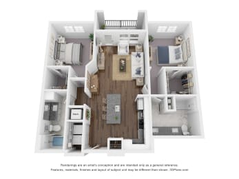 2 Bed 2 Bath Floor Plan | 1,116 Sq. Ft. at The Bella at Westchester.