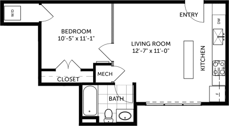 Brick 1 bed-1 bath 1 level  530 sqft