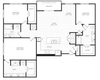 C1 Floor Plan | 1,844 Sq. Ft. at Aura Stonebridge, Virginia