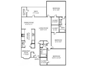A black and white image of a floor plan for a house.
