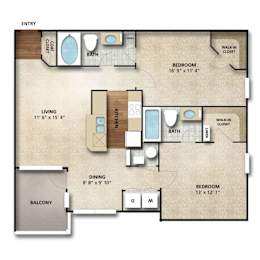 Kent I Floor Plan | 975 Sq. Ft. at The Orchard, Dublin