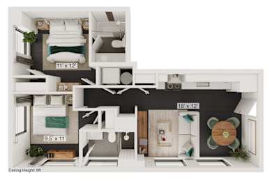 bedroom floor plan an in 1 bed 1 bath