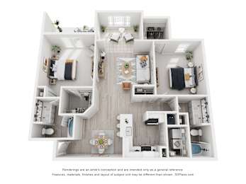 A floor plan of a house with a living room, dining room, kitchen, and multiple bathrooms.