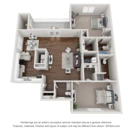 Fairgate Apartments Raleigh 2 bed floor plan