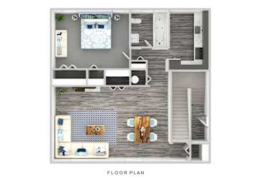A floor plan of a house with a kitchen, living room, and two bedrooms.