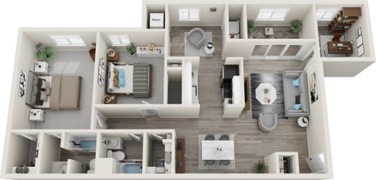 2 Bed 2 Bath Floor Plan | 1,272 Sq. Ft. at Carriage Hill, Richmond