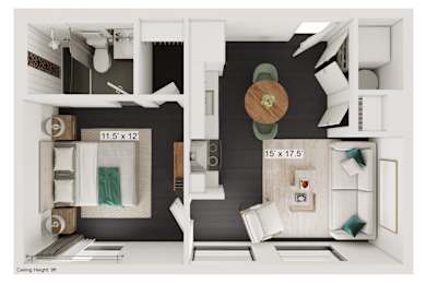 a floor plan of a one bedroom apartment