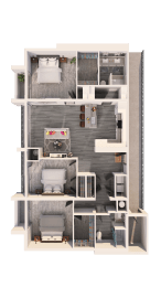 a 3d floor plan of a bedroom apartment