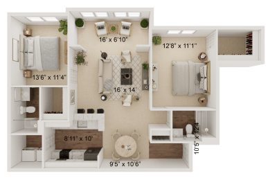 a floor plan of a home with a bedroom and a living room