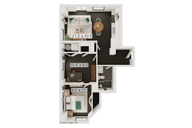 bedroom floor plan an in 1 bed 1 bath