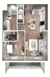 Britt Floor Plan | 676 Sq. Ft. at Pier 33 Apartments, Wilmington, 28401