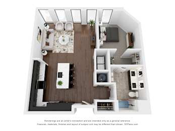 A2.2 Floor Plan | 966 Sq. Ft. at Preston Centre in Columbus, OH