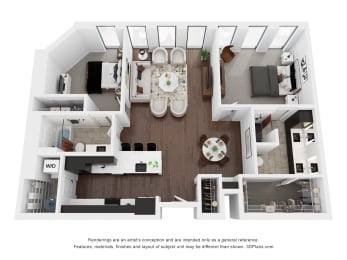 B6 Floor Plan | 1,325 Sq. Ft. at Preston Centre, Columbus, 43215
