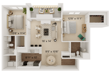 a floor plan of a house with a bedroom and a living room