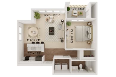 a floor plan of a home with a bedroom and a bathroom