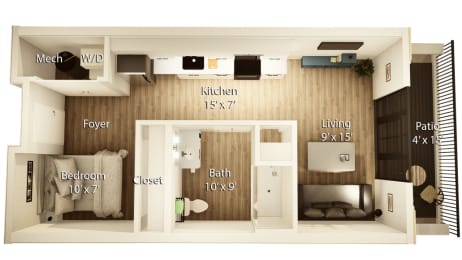 S1 Floor Plan | 540 Sq. Ft. at Crossline, Ohio, 43201