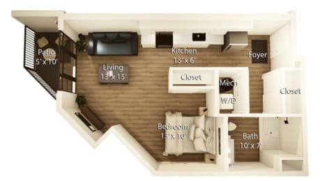 S2 Floor Plan | 565-581 Sq. Ft. at Crossline, Columbus, OH, 43201