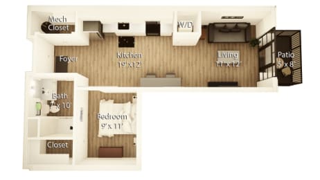 S3 1 Floor Plan | 687 Sq. Ft. at Crossline, Columbus, OH