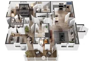 2 Bed 2 Bath Floor Plan | 1,194 Sq. Ft. at Bay Pointe at Summerville, Summerville, SC