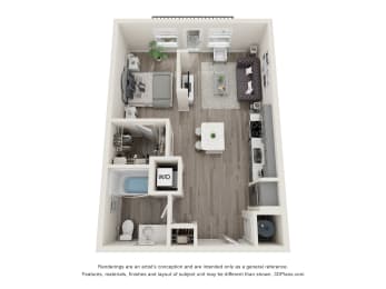 a floor plan of a 1 bedroom floor plan with a bathroom