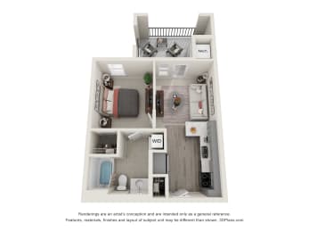 Studio Duke Floor Plan | 510 Sq. Ft. at Ellis Station, Durham, NC