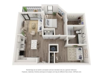 Academy  Floor Plan | 922 Sq. Ft. at The Walker, Cary