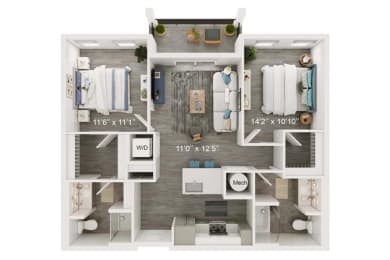 Barrier Floor Plan | 1,082 Sq. Ft. at The Port at East Beach Apartments and Marina, Virginia