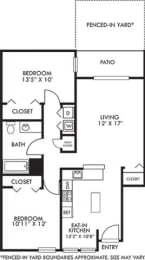2 Bed 2 Bath Floor Plan | 924 Sq. Ft. at Addison Crater Woods, Petersburg, 23805