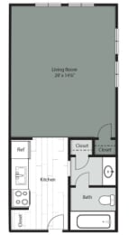 Wedgwood Apts Efficiency1bath_420sqft at Wedgwood Apartments in Raleigh, NC